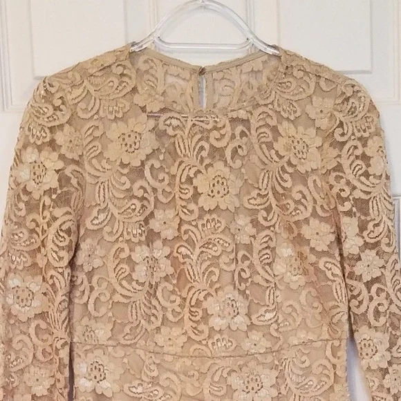 Nanette Lepore Gold Lace Dress Size 2 - Picture 5 of 8